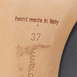 Pre Owned Manolo Blahnik Grey Satin Nadira Pumps Size 37