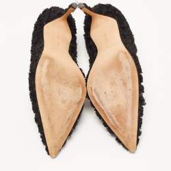 Pre Owned Manolo Blahnik Black Floral Lace Pointed Toe Pumps Size 39