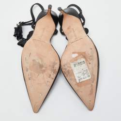 Pre Owned Manolo Blahnik Black Leather Slingback Pumps Size 40