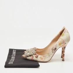 Manolo Blahnik Multicolor Printed Fabric Hangisi Pumps Size 37