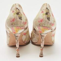 Manolo Blahnik Multicolor Printed Fabric Hangisi Pumps Size 37