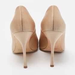 Pre Owned Manolo Blahnik Beige Satin Okkaava Pumps Size 38