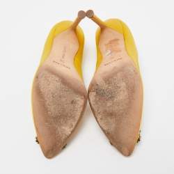 Pre Owned Manolo Blahnik Yellow Satin Hangisi Pumps Size 36