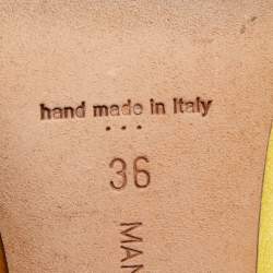 Pre Owned Manolo Blahnik Yellow Satin Hangisi Pumps Size 36