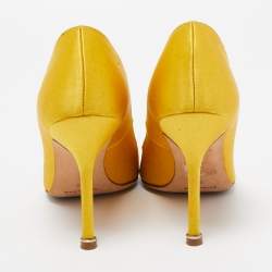 Pre Owned Manolo Blahnik Yellow Satin Hangisi Pumps Size 36