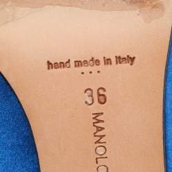 Pre Owned Manolo Blahnik Blue Satin Hangisi Pumps Size 36