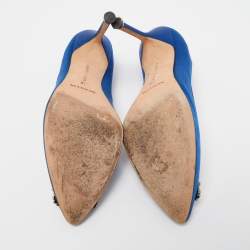 Pre Owned Manolo Blahnik Blue Satin Hangisi Pumps Size 36