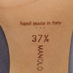 Pre Owned Manolo Blahnik Purple Satin Hangisi Crystal Embellished Pointed Toe Pumps Size 37.5