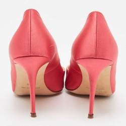 Pre Owned Manolo Blahnik Pink Satin Nadira Pumps Size 38.5