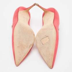 Pre Owned Manolo Blahnik Pink Satin Nadira Pumps Size 38.5