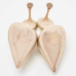 Pre Owned Manolo Blahnik Metallic Gold Leather Mules Size 38