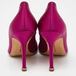 Pre Owned Manolo Blahnik Pink Satin Hangisi Pumps Size 35.5