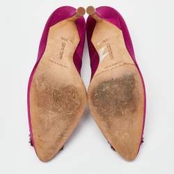 Pre Owned Manolo Blahnik Pink Satin Hangisi Pumps Size 35.5