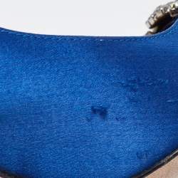 Pre Owned Manolo Blahnik Blue Satin Hangisi Pumps Size 37.5