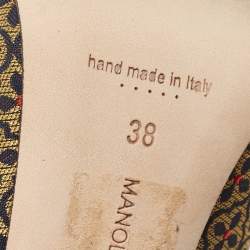 Pre Owned Manolo Blahnik Gold Fabric Hangisi Pointed Pumps Size 38