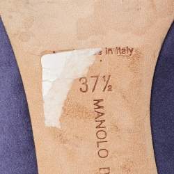 Pre Owned Manolo Blahnik Navy Blue Satin Hangisi Pumps Size 37.5