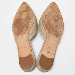 Pre Owned Manolo Blahnik Beige Lurex Fabric Hangisi Flat Mules Size 39