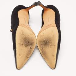 Manolo Blahnik Black Suede and Patent Campari Pumps Size 38