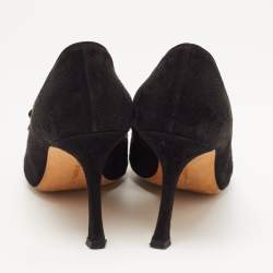Manolo Blahnik Black Suede and Patent Campari Pumps Size 38