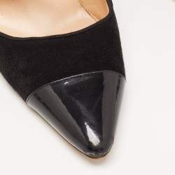 Manolo Blahnik Black Suede and Patent Campari Pumps Size 38