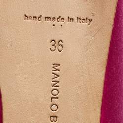 Pre Owned Manolo Blahnik Fuchsia Satin Crystal Embellished Ballet Flats Size 36