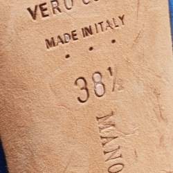 Pre Owned Manolo Blahnik Blue Satin Hangisi Pumps Size 38.5