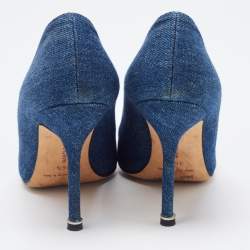 Pre Owned Manolo Blahnik Blue Denim Hangisi Pumps Size 36.5