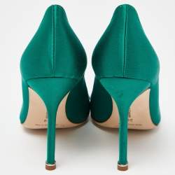 Manolo Blahnik Green Satin Hangisi Pumps Size 39