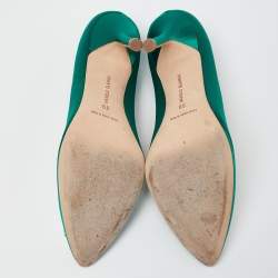 Manolo Blahnik Green Satin Hangisi Pumps Size 39
