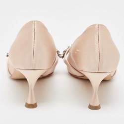 Pre Owned Manolo Blahnik Light Pink Satin Crystal Embellished Pumps Size 38