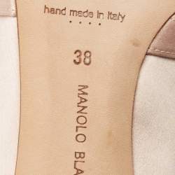 Pre Owned Manolo Blahnik Light Pink Satin Crystal Embellished Pumps Size 38