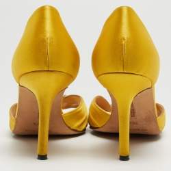 Pre Owned Manolo Blahnik Yellow Pleated Satin Sedaraby D'orsay Sandals Size 39.5