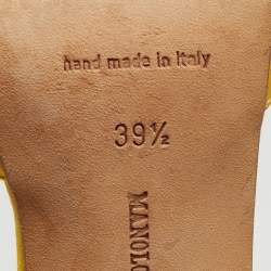 Pre Owned Manolo Blahnik Yellow Pleated Satin Sedaraby D'orsay Sandals Size 39.5