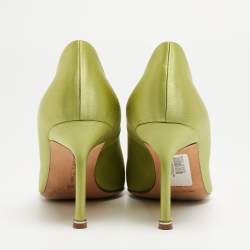 Manolo Blahnik Green Satin Hangisi Pumps Size 39