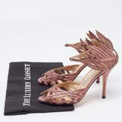 Manolo Blahnik Metallic Leather Ankle Strap Sandals Size 37