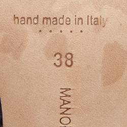 Pre Owned Manolo Blahnik Burgundy Leather Pointed Toe Slingback Pumps Size 38