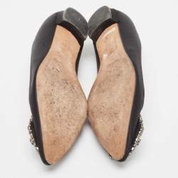 Manolo Blahnik Black Satin Hangisi Ballet Flats Size 36