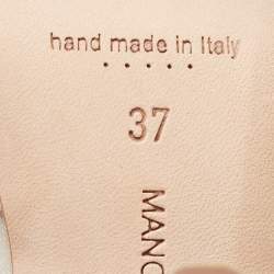 Pre Owned Manolo Blahnik Grey Satin Lala Pumps Size 37