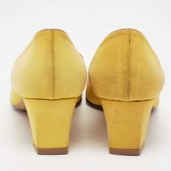 Pre Owned Manolo Blahnik Yellow Fabric Okkato Pumps Size 36.5