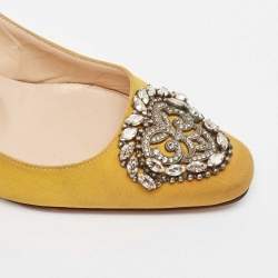 Pre Owned Manolo Blahnik Yellow Fabric Okkato Pumps Size 36.5