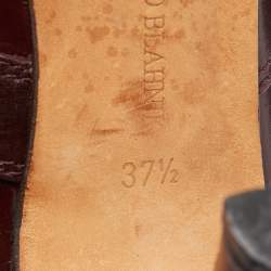 Manolo Blahnik Burgundy Leather Ankle Boots Size 37.5