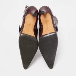 Manolo Blahnik Burgundy Leather Ankle Boots Size 37.5