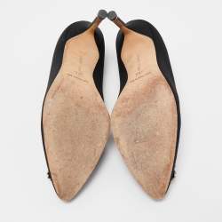 Manolo Blahnik Black Satin Hangisi Pumps Size 38.5