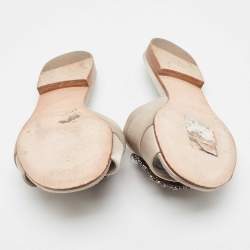 Manolo Blahnik Grey Satin Martamod  Flat Slides Size 38 
