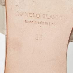 Manolo Blahnik Grey Satin Martamod  Flat Slides Size 38 