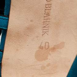 Pre Owned Manolo Blahnik Blue Suede Toubib Ankle Strap Sandals Size 40