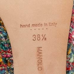 Pre Owned Manolo Blahnik Multicolor Tweed Hangisi Pumps Size 38.5
