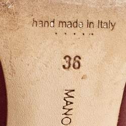 Pre Owned Manolo Blahnik Burgundy Satin Crystal Embellished Pointed Toe Pumps Size 36