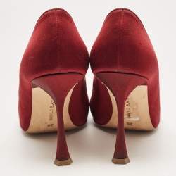 Pre Owned Manolo Blahnik Burgundy Satin Crystal Embellished Pointed Toe Pumps Size 36