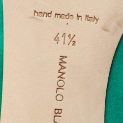Pre Owned Manolo Blahnik Green Satin Hangisi Pumps Size 41.5